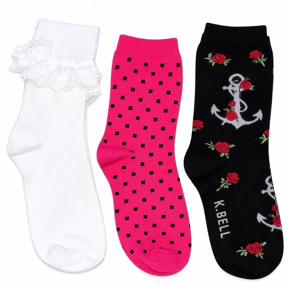 20 Pair Womens Socks Lot New Mixed K Bell Jordan Crew Knee High Novelty